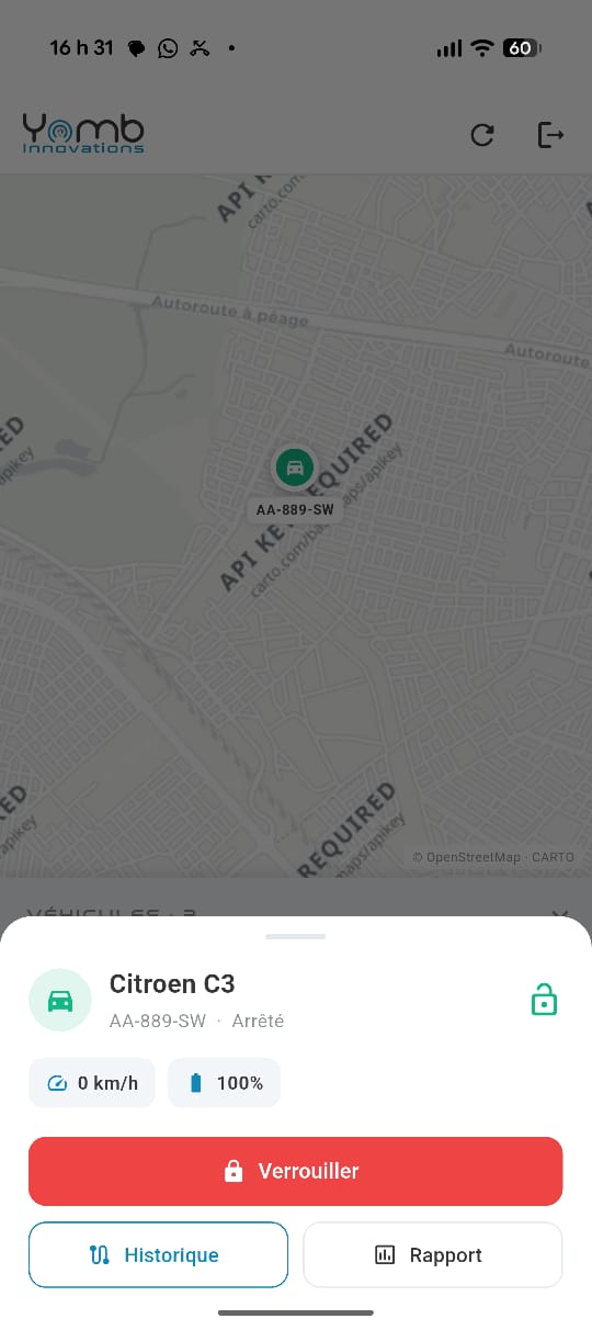 Suivi de la flotte sur l'application mobile