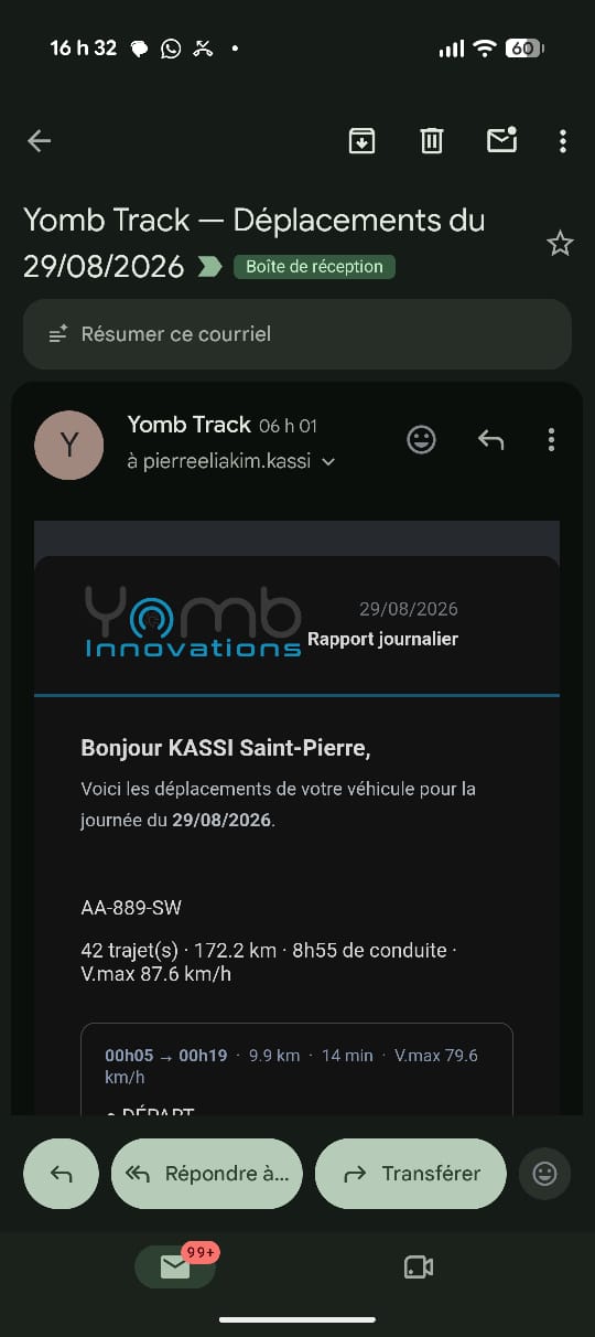 Rapport journalier reçu par e-mail sur mobile